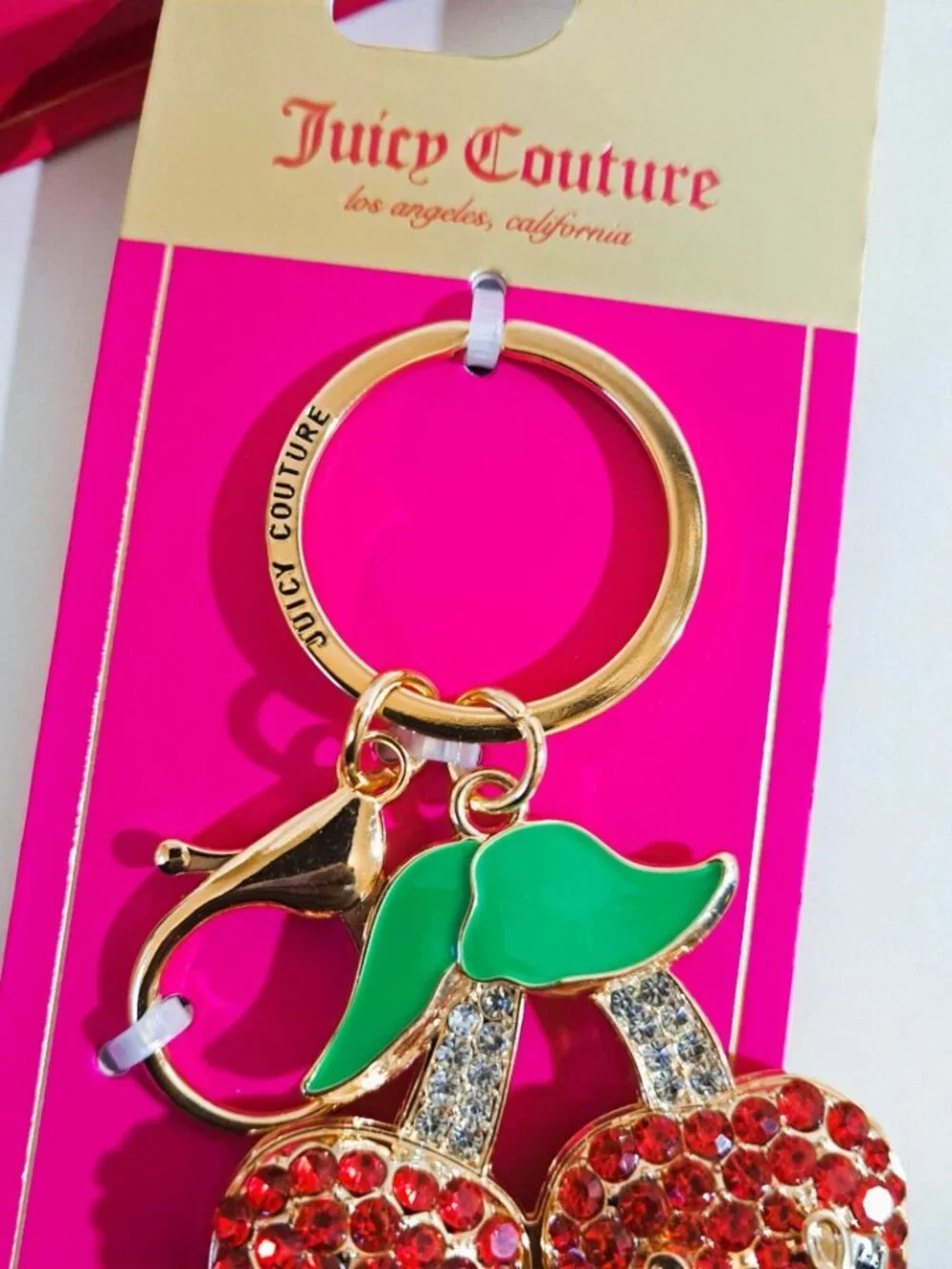 Juicy Couture Bow, Cherry & Red Lobster Charm Keychain Trio Set Bundle NWT